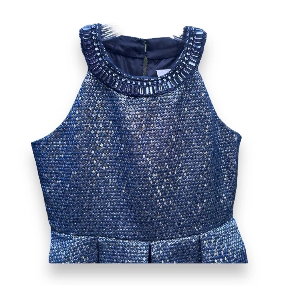 Rare Editions Dress Sparkly Blue Sleeveless Petticoat Girls (see measurements)